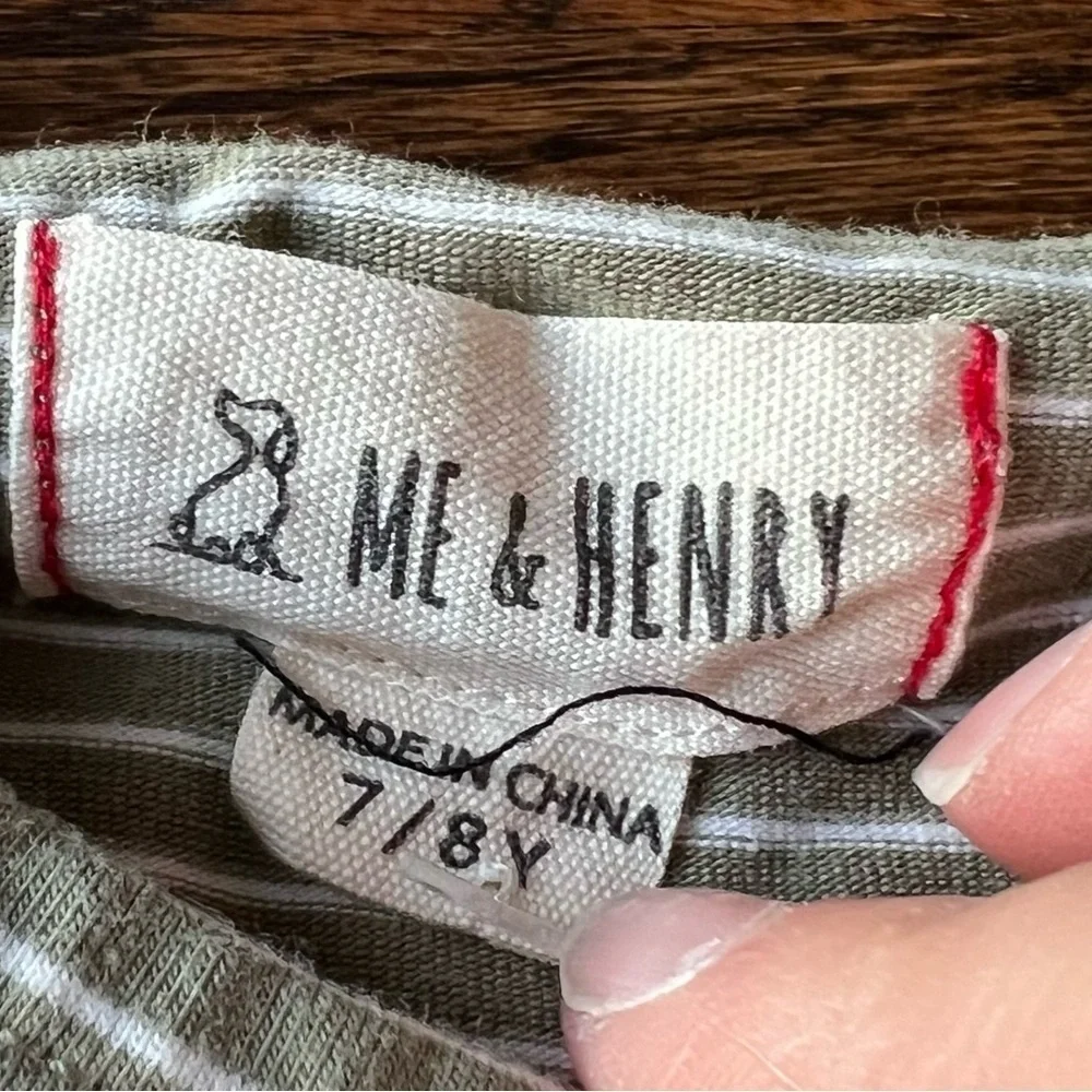 Me + Henry Green and White Striped Long Sleeve Shirt - 7/8